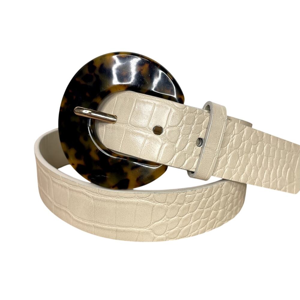 BANANA REPUBLIC Embossed Ivory Belt tortoise Brown Buckle S